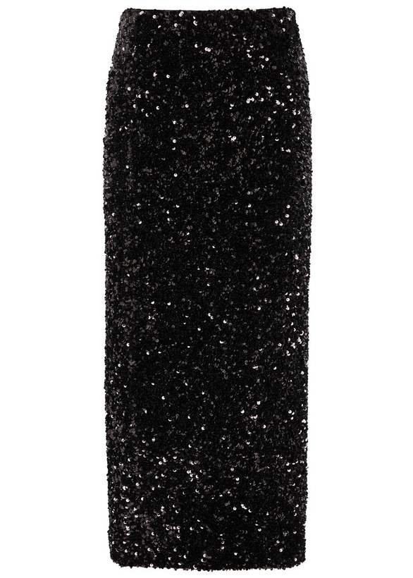 Photo: Vince Sequin-embellished Velvet Midi Skirt Black