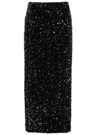 Vince Sequin-embellished Velvet Midi Skirt Black