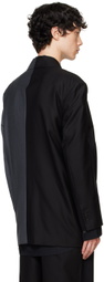 Feng Chen Wang Black & Gray Pleated Blazer