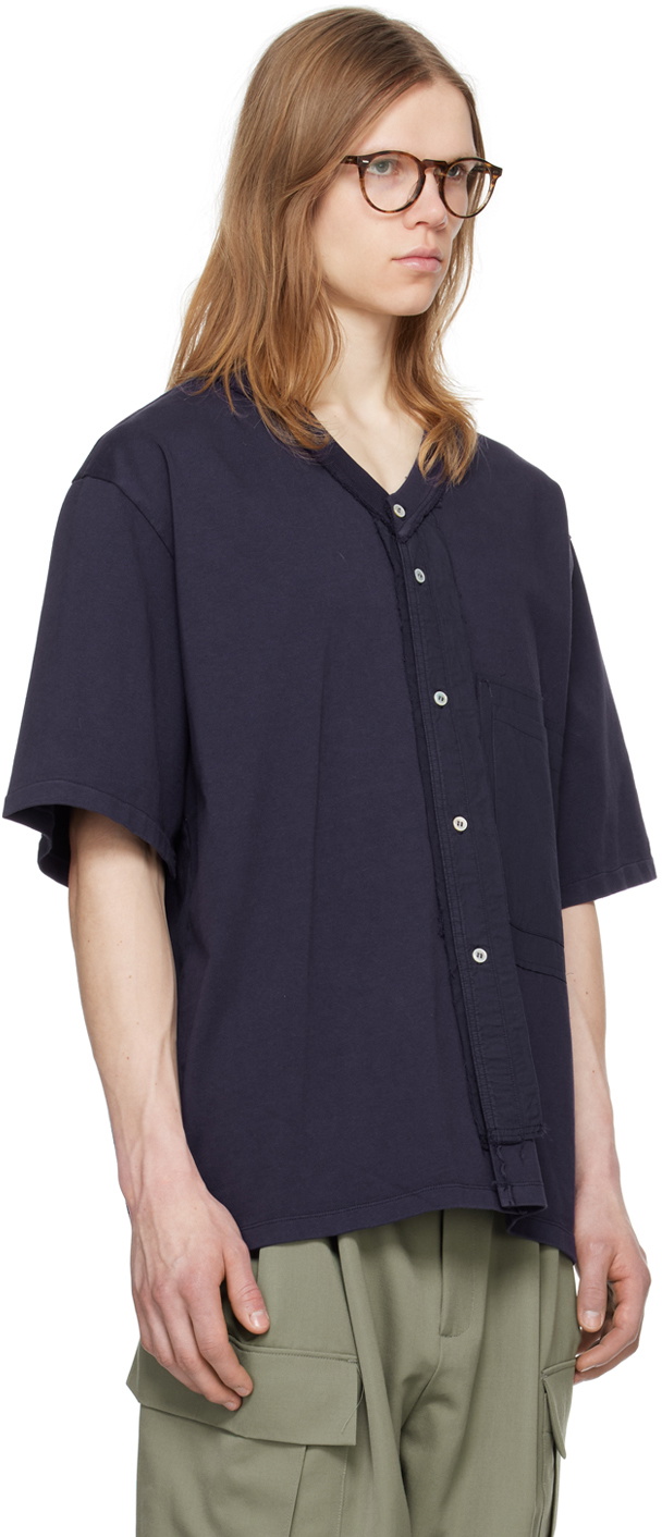 Camiel Fortgens Navy Buttoned T-Shirt
