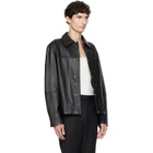 BOSS Black Regular-Fit Metal Logo Buttons Leather Jacket