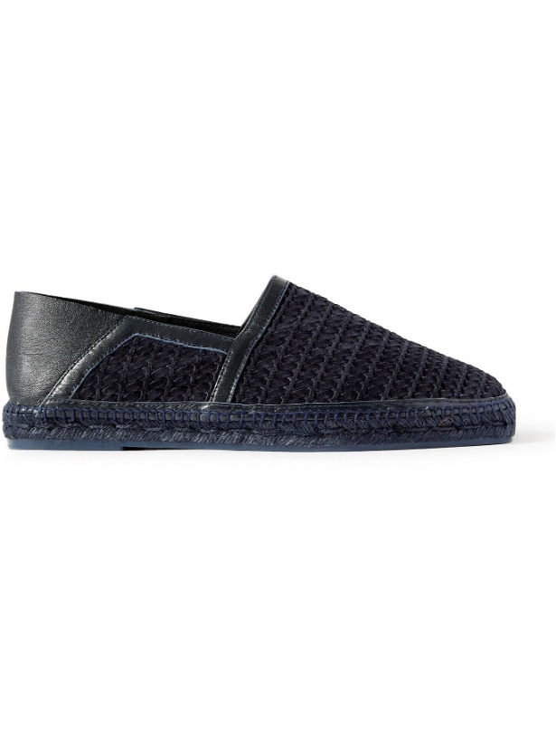 Photo: TOM FORD - Barnes Collapsible-Heel Woven Suede and Leather Espadrilles - Blue