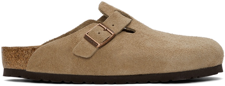 Photo: Birkenstock Taupe Suede Soft Footbed Boston Loafers