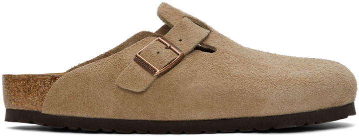 Photo: Birkenstock Taupe Suede Soft Footbed Boston Loafers