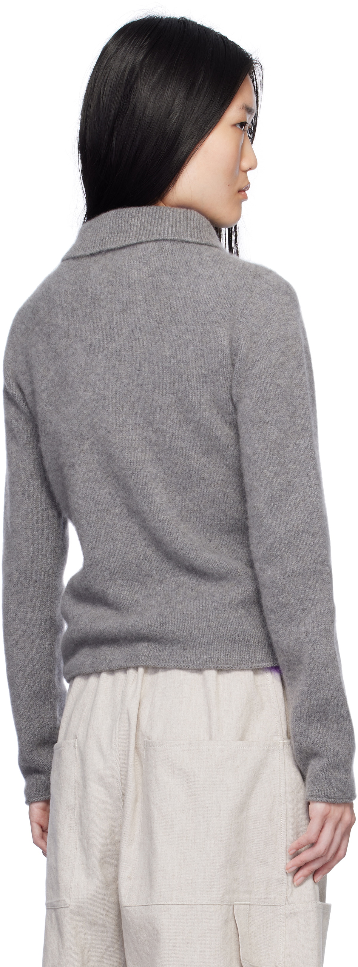 The Elder Statesman Gray Fitted Polo