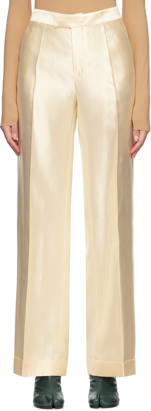 High-Waisted Structured Mikado Trousers Bordeaux