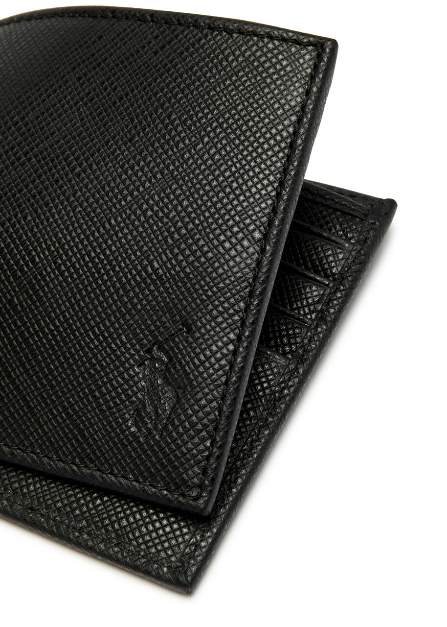 Polo Ralph Lauren Logo Saffiano Leather Wallet - Black - One Size