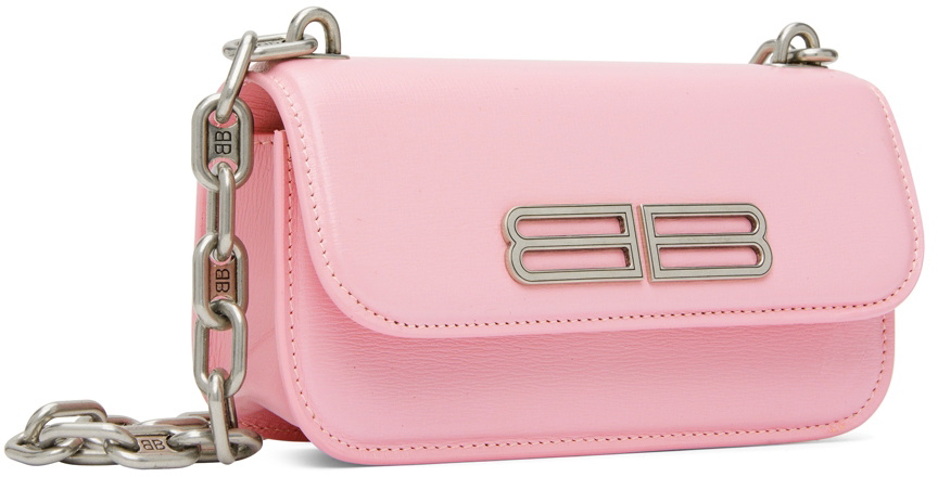 Pink Neo Cagole XS BB-logo denim cross-body bag, Balenciaga