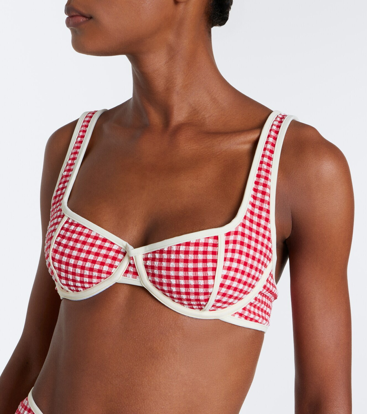 Montce Romy gingham seersucker bikini top