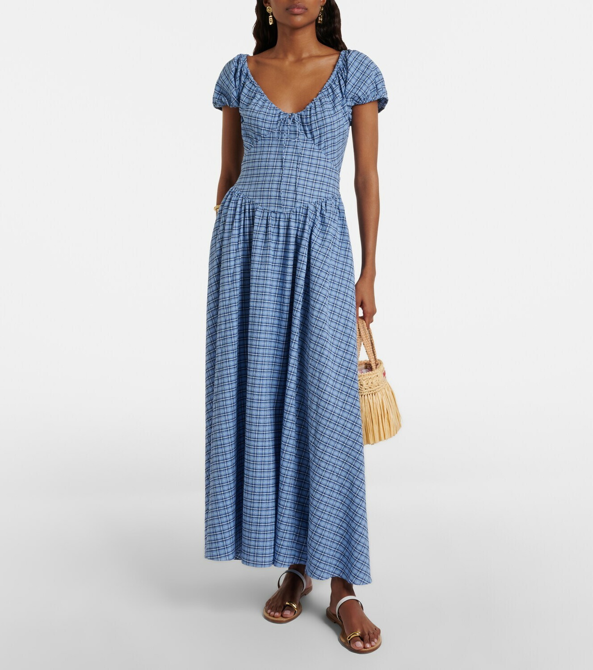 Faithfull Edessa checked cotton maxi dress