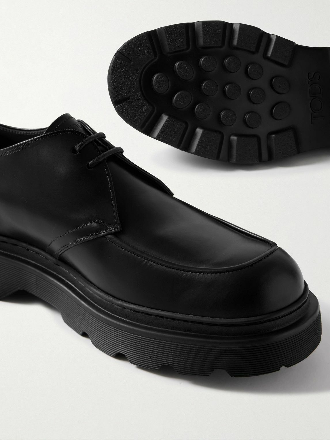 Tod's - Leather Derby Shoes - Black