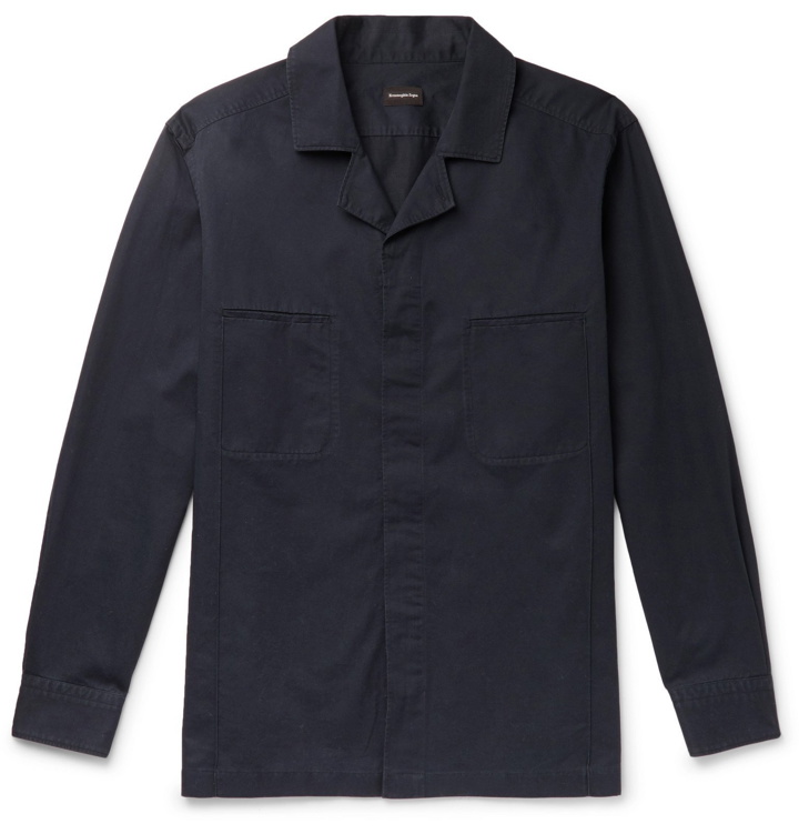 Photo: Ermenegildo Zegna - Camp-Collar Cotton and Linen-Blend Twill Overshirt - Blue