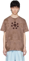 Charlie Constantinou Brown Flocked Spiral T-Shirt
