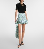 Rabanne Ruffled floral jersey miniskirt
