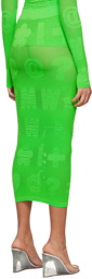 Maisie Wilen Green Logomania Midi Skirt