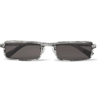 Balenciaga - Rectangle-Frame Logo-Print Acetate Sunglasses - White