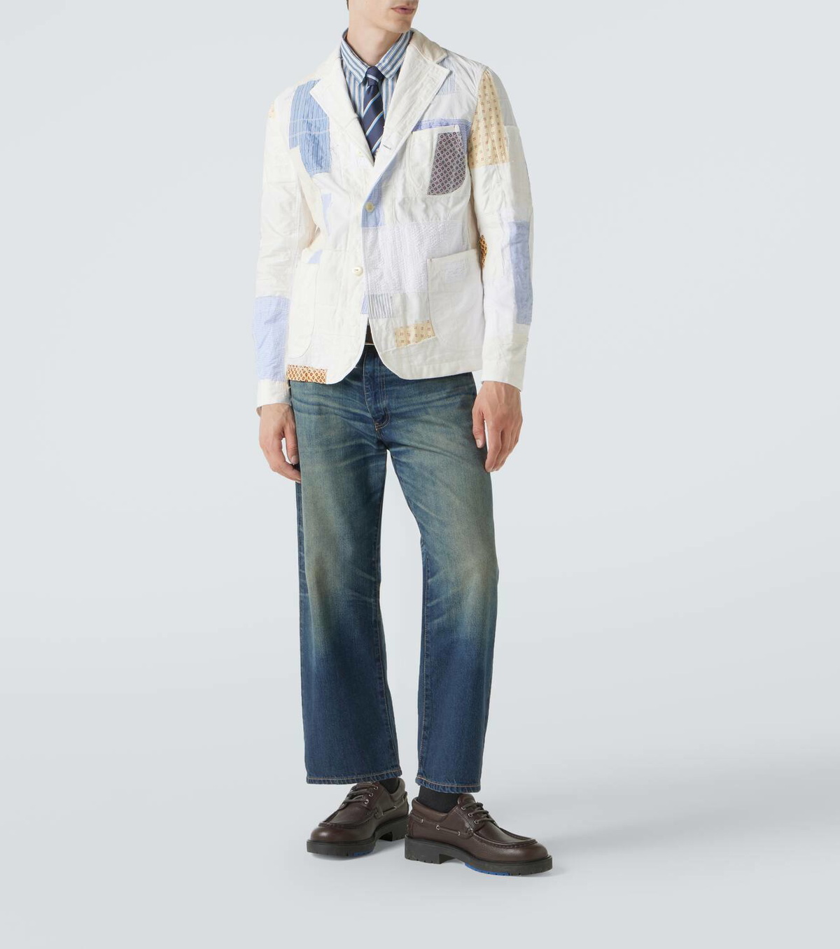 Junya Patchwork Junya Watanabe Patchwork cotton and linen-blend blazer Junya Watanabe