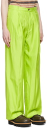 Dries Van Noten Green Silk & Cotton Trousers