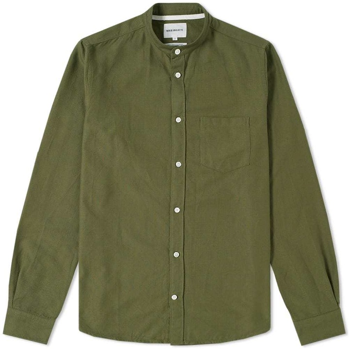 Photo: Norse Projects Hans Collarless Oxford Ripstop Shirt Green