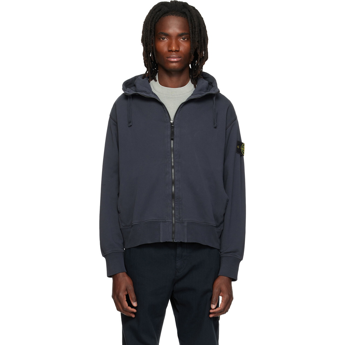 Stone Island Navy 6100009 Organic Cotton Fleece Hoodie