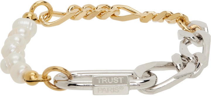 Photo: IN GOLD WE TRUST PARIS Silver & Gold Pearl Figaro Bracelet
