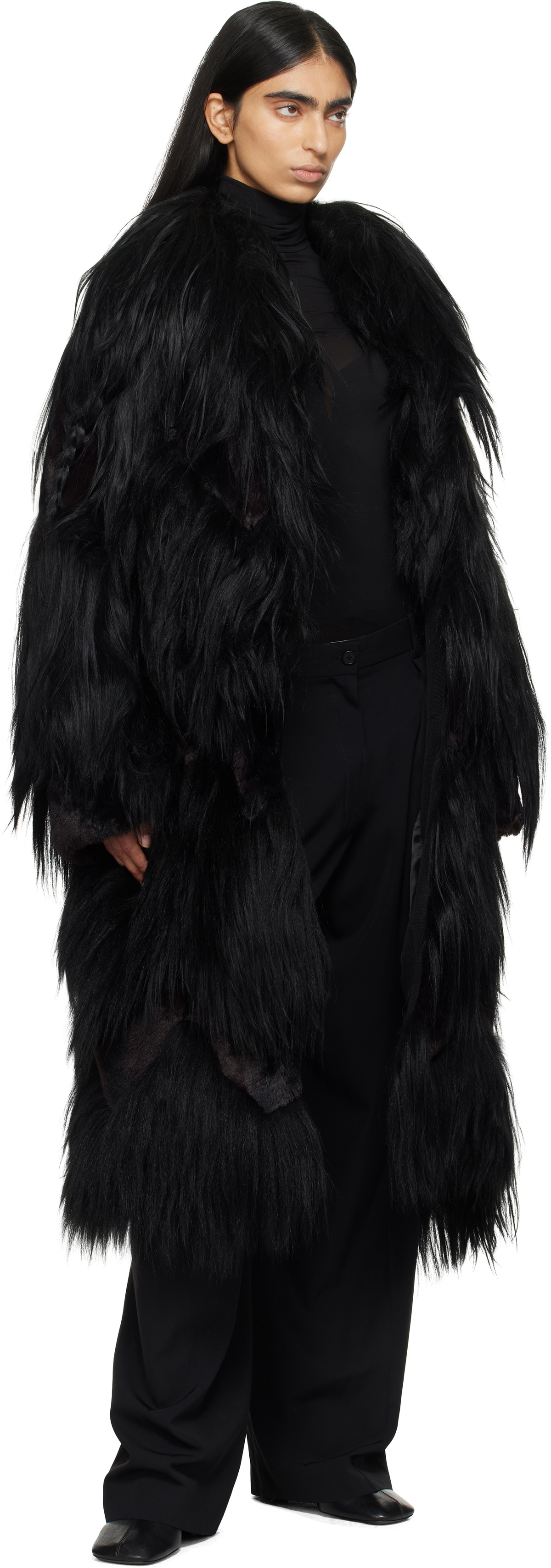 16Arlington Black Lorona Shearling Coat