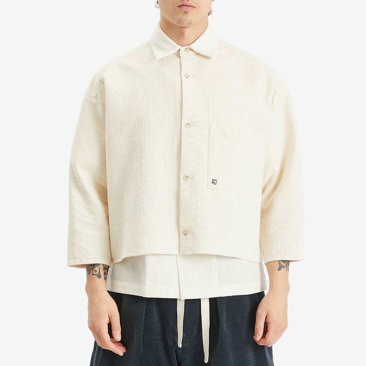 Merely Made Men's Cropped Overshirt in Ivory