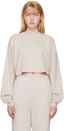 SKIMS Taupe Cotton Fleece Cropped Sweatshirt