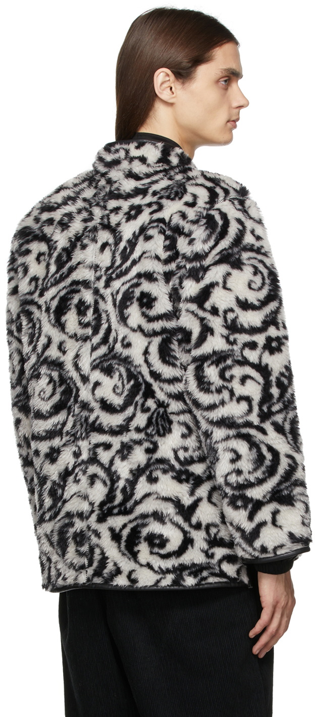 Sasquatchfabrix. Black & White Jacquard Boa Hanten Cardigan