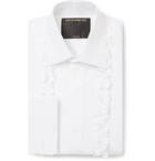 Favourbrook - White Slim-Fit Ruffled Double-Cuff Cotton-Poplin Tuxedo Shirt - White