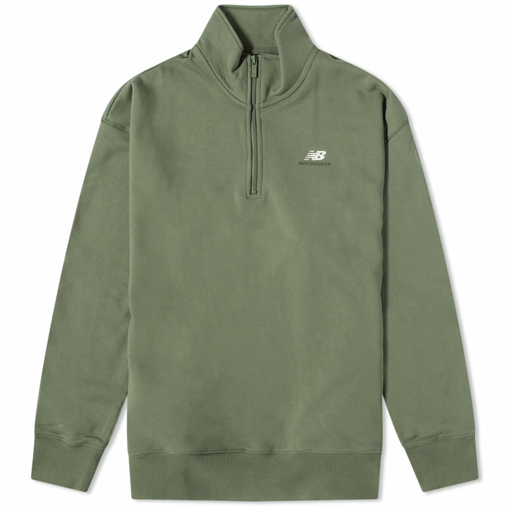 Photo: New Balance Men's Athletics Remastered French Terry Quarter Zip in Deep Olive Green