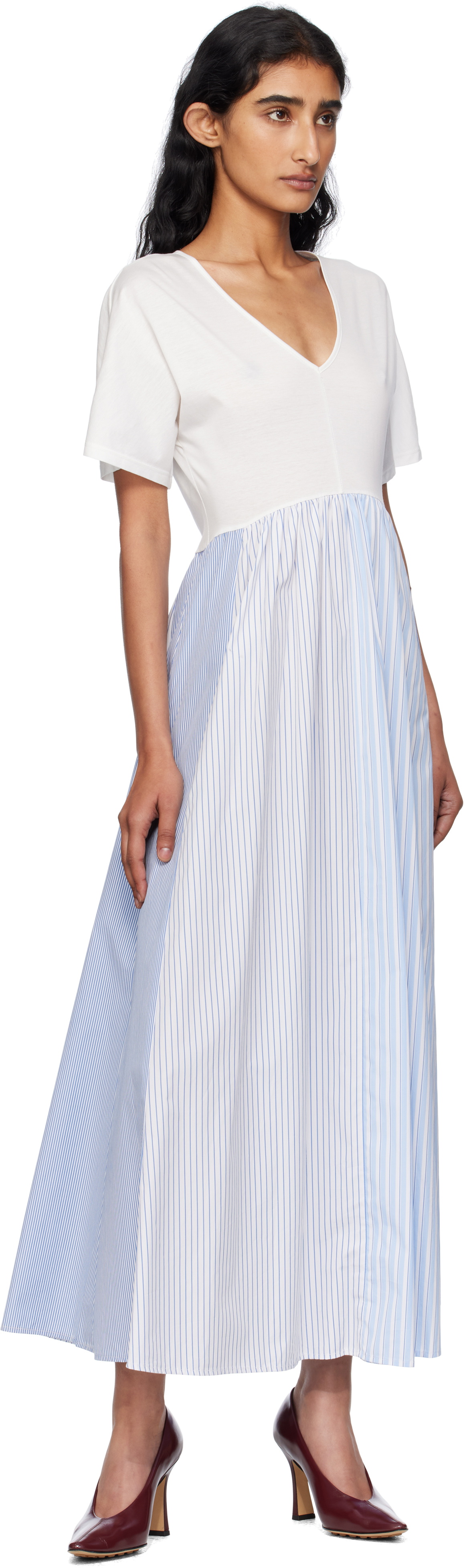 Weekend Max Mara White & Blue Bronzo Midi Dress