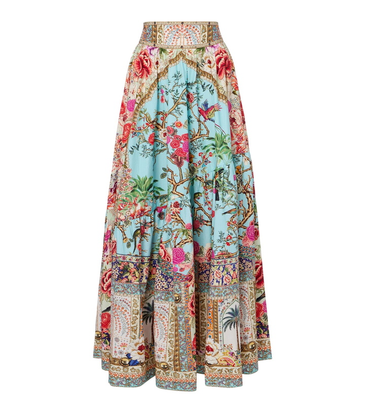 Photo: Camilla Embellished floral cotton poplin maxi skirt