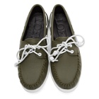 Loewe Khaki Calfskin Boat Shoes