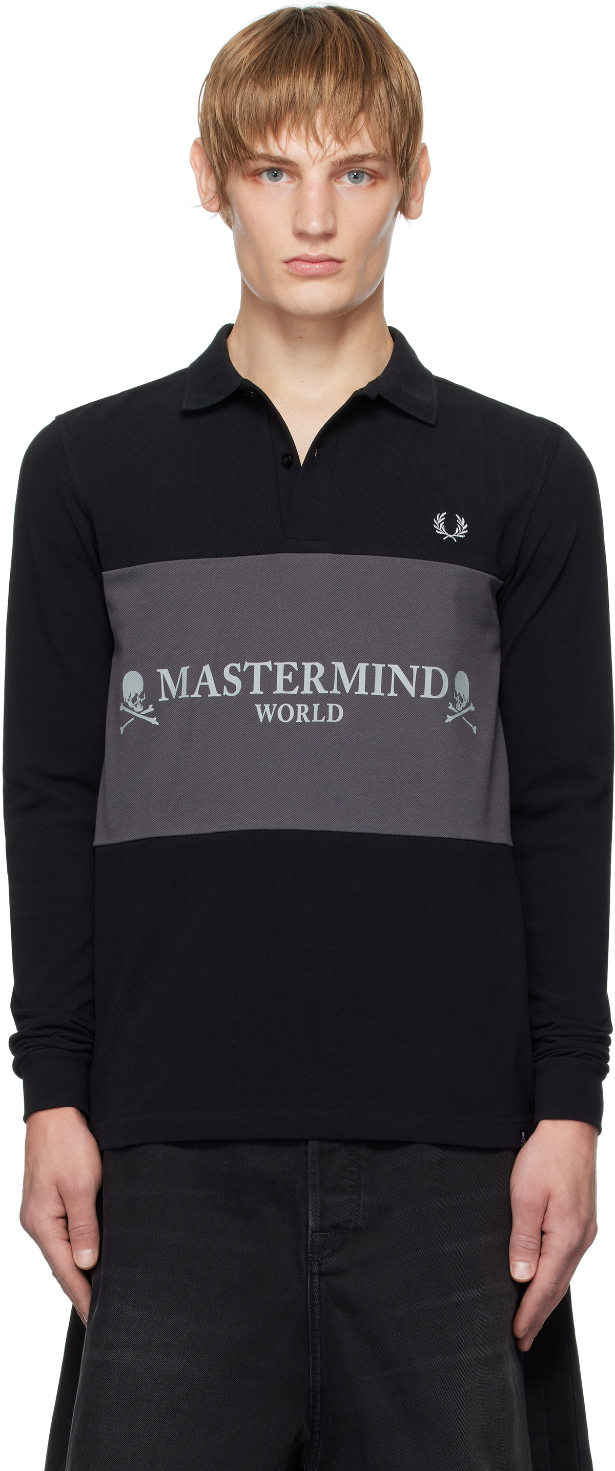 Fredperry×MASTERMAIND ポロシャツ mastermind JAPAN Black Fred Perry Edition Logo Panel Polo