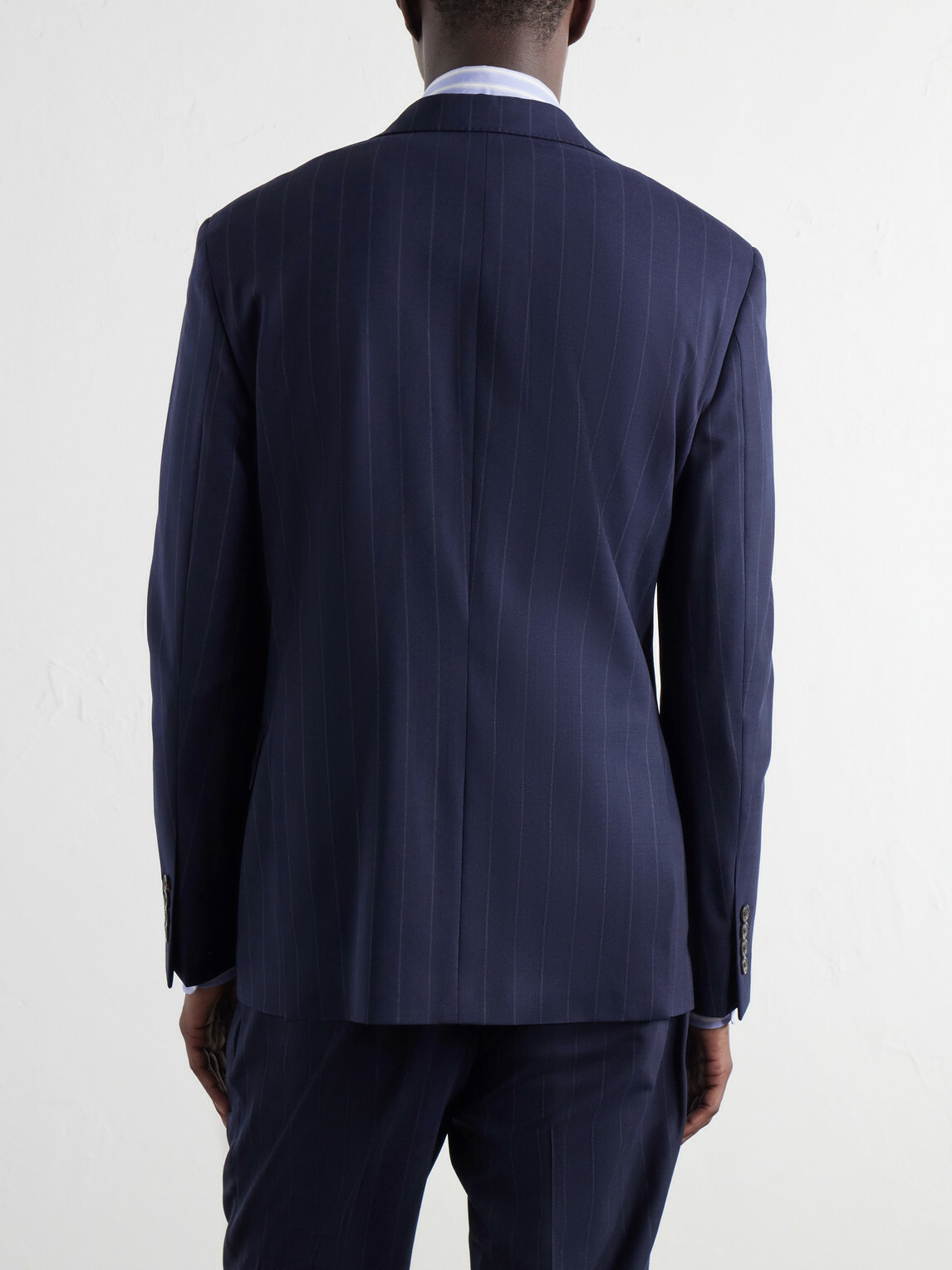 Polo Ralph Lauren - Double-Breasted Striped Wool-Blend Suit Jacket - Blue
