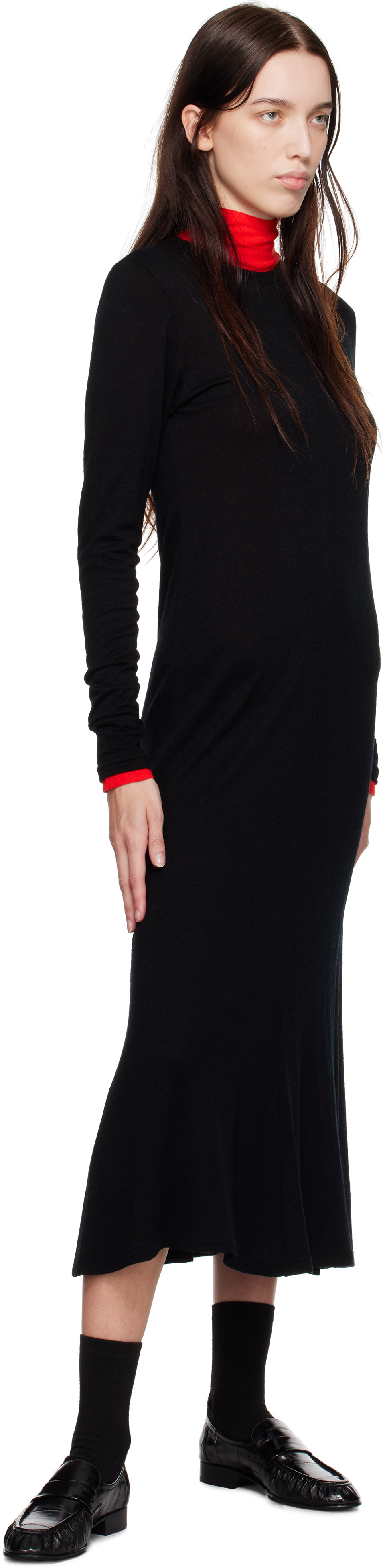 AURALEE Black Wool Amunzen Maxi Dress