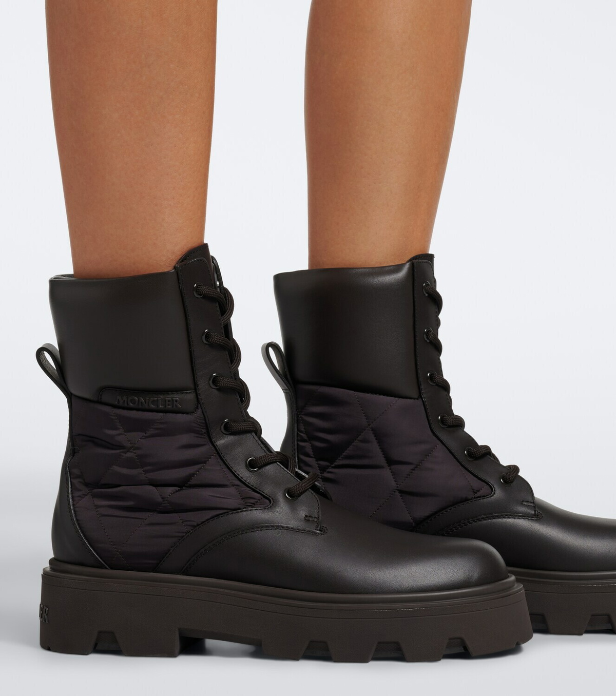 Moncler Aurea leather lace-up boots