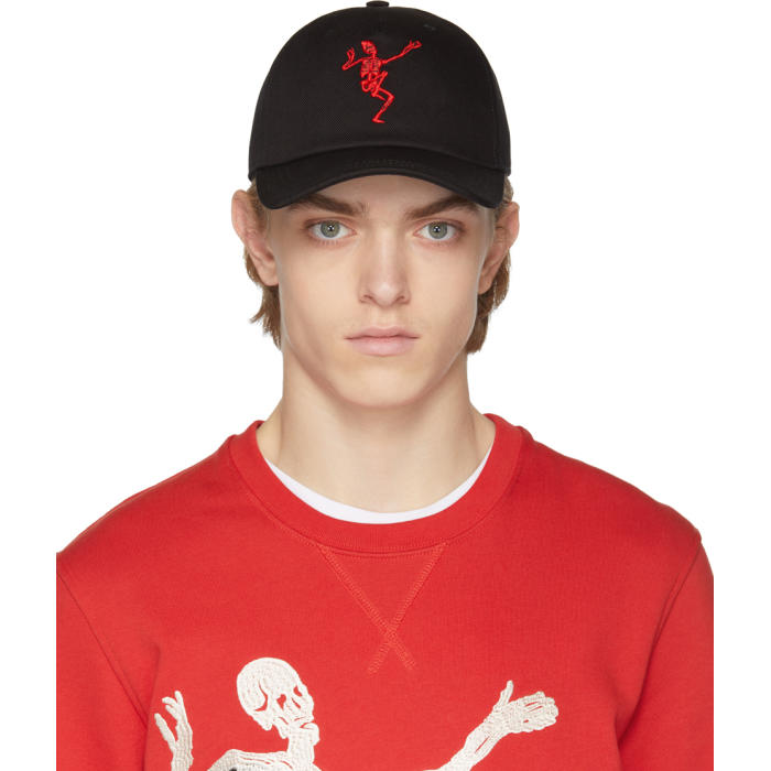 Photo: Alexander McQueen Black and Red Dancing Skeleton Cap