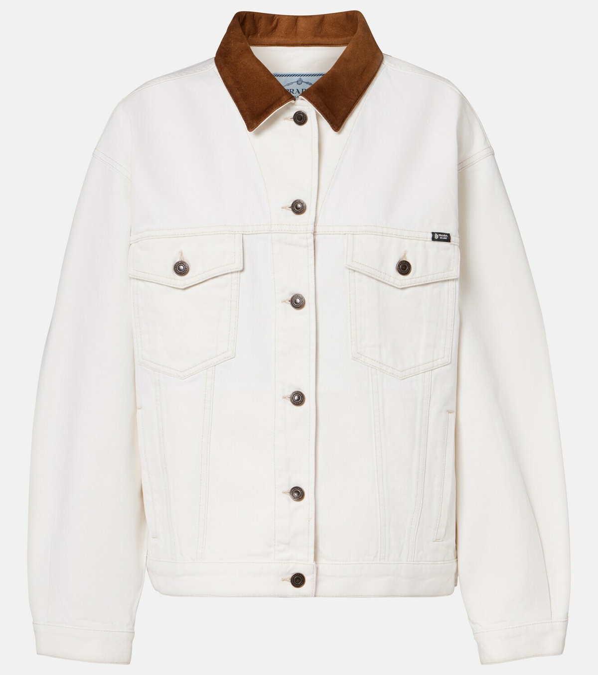 Prada Suede-trimmed denim jacket