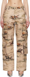 Andersson Bell Beige Cowboy Printed Cargo Pants