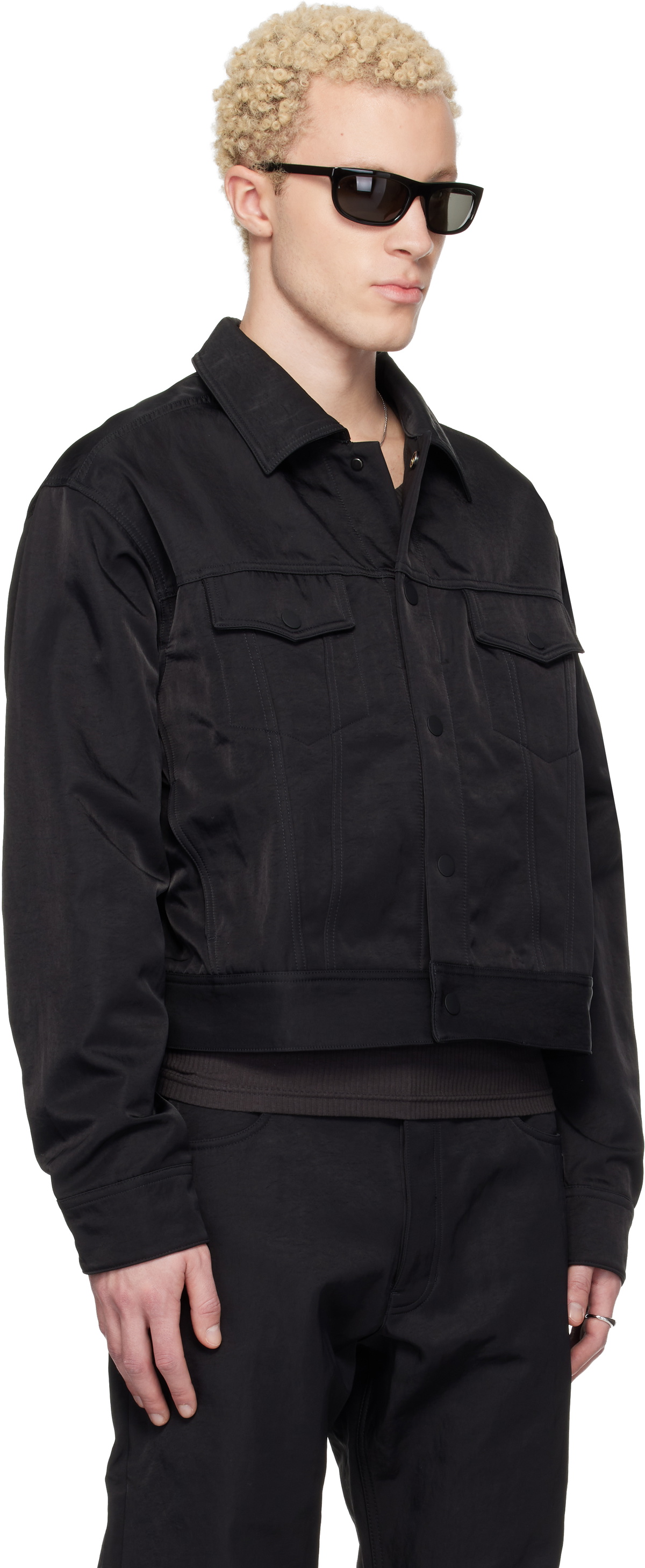 Fear of God ESSENTIALS Black Textured Nylon Trucker Jacket