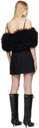 Alexander Wang Black Detachable Mongolian Lamb Shearling Minidress