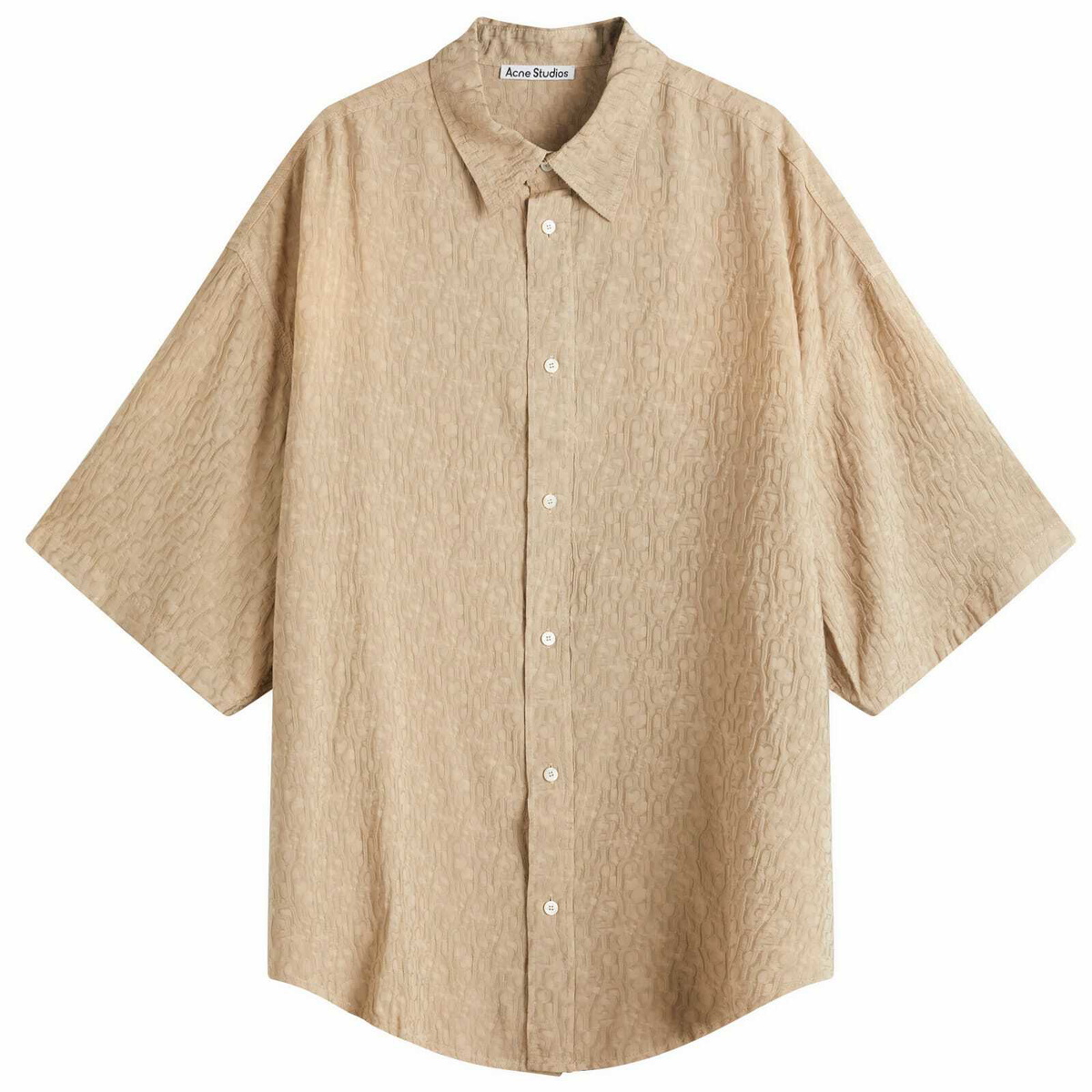 Acne Studios Men's Tonal Monogram Jacquard Shirt in Warm Grey Acne