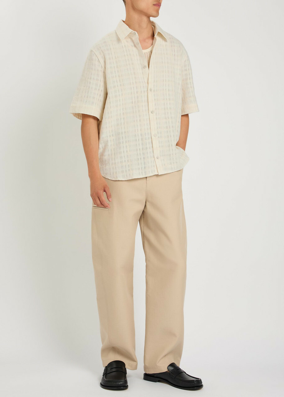 Won Hundred Daniel Checked Cotton-blend Shirt Cream