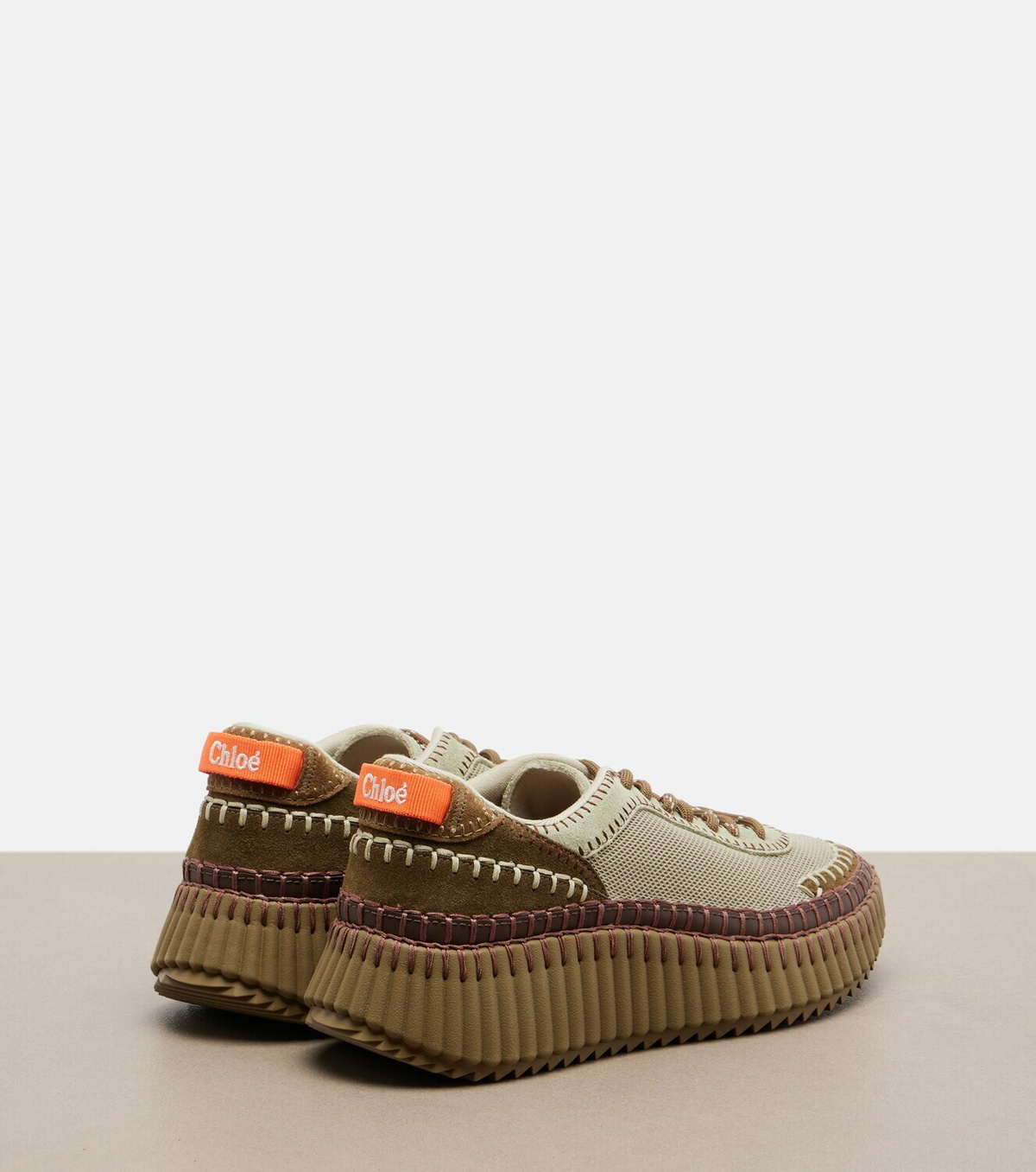 Chloé Nama leather-trimmed platform sneakers