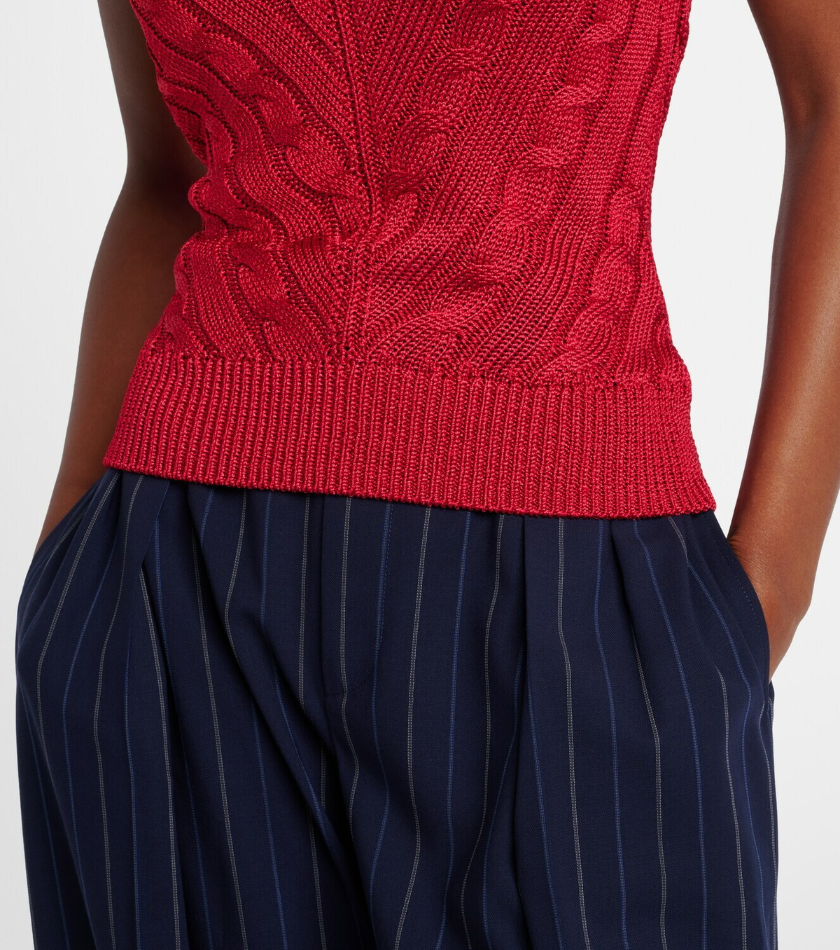 Ralph Lauren Collection Cable-knit halterneck silk top