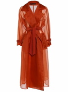 MAX MARA Rauche Belted Silk Organza Trench Coat