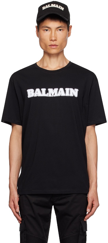 Photo: Balmain Black Retro Flocked T-Shirt
