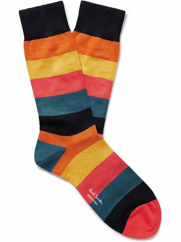 Photo: Paul Smith - Striped Organic Cotton-Blend Socks
